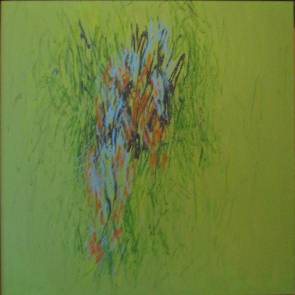 Janis Goodman Exploding Garden Series, oil on panel, 24 x 24