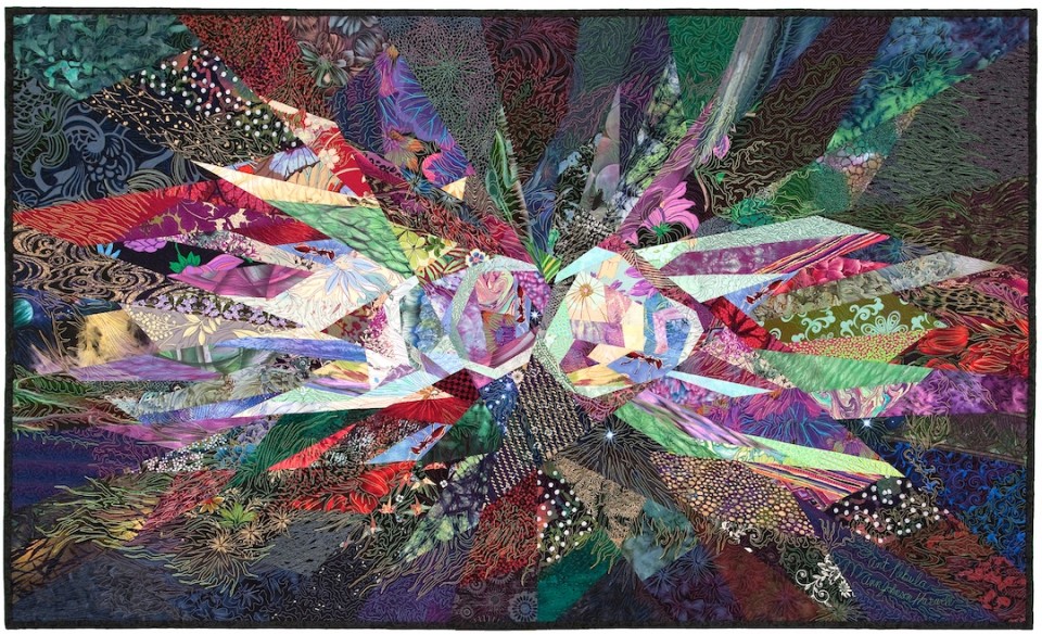 Ann Harwell, Ant Nebulae, quilted tapestry, 37 x 62