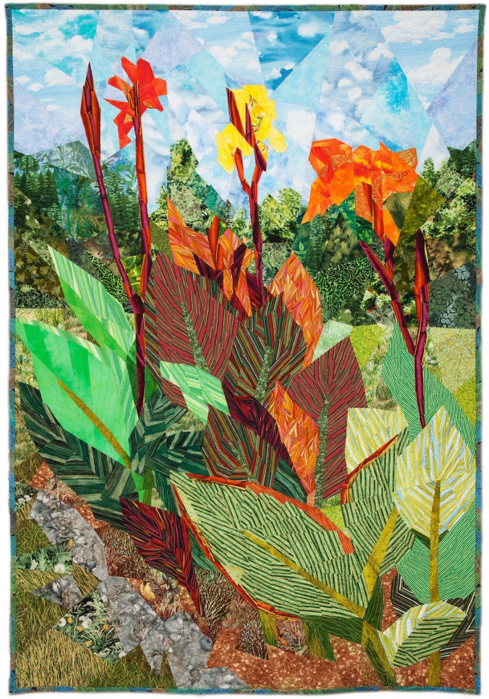 Ann Harwell, Cannas of the Field, quilte tapestry, 37 x 56