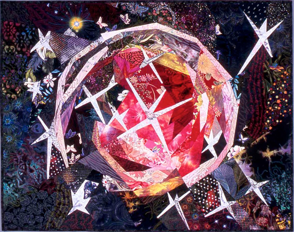 Ann Harwell, V838 Monocerotis, quilted tapestry,  44 x 54