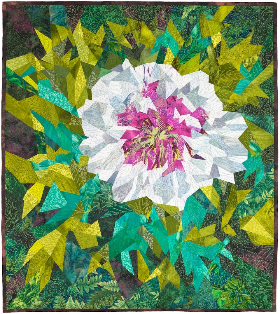 Ann Harwell, Peony Cora Louise, quilted tapestry, 34 x 39