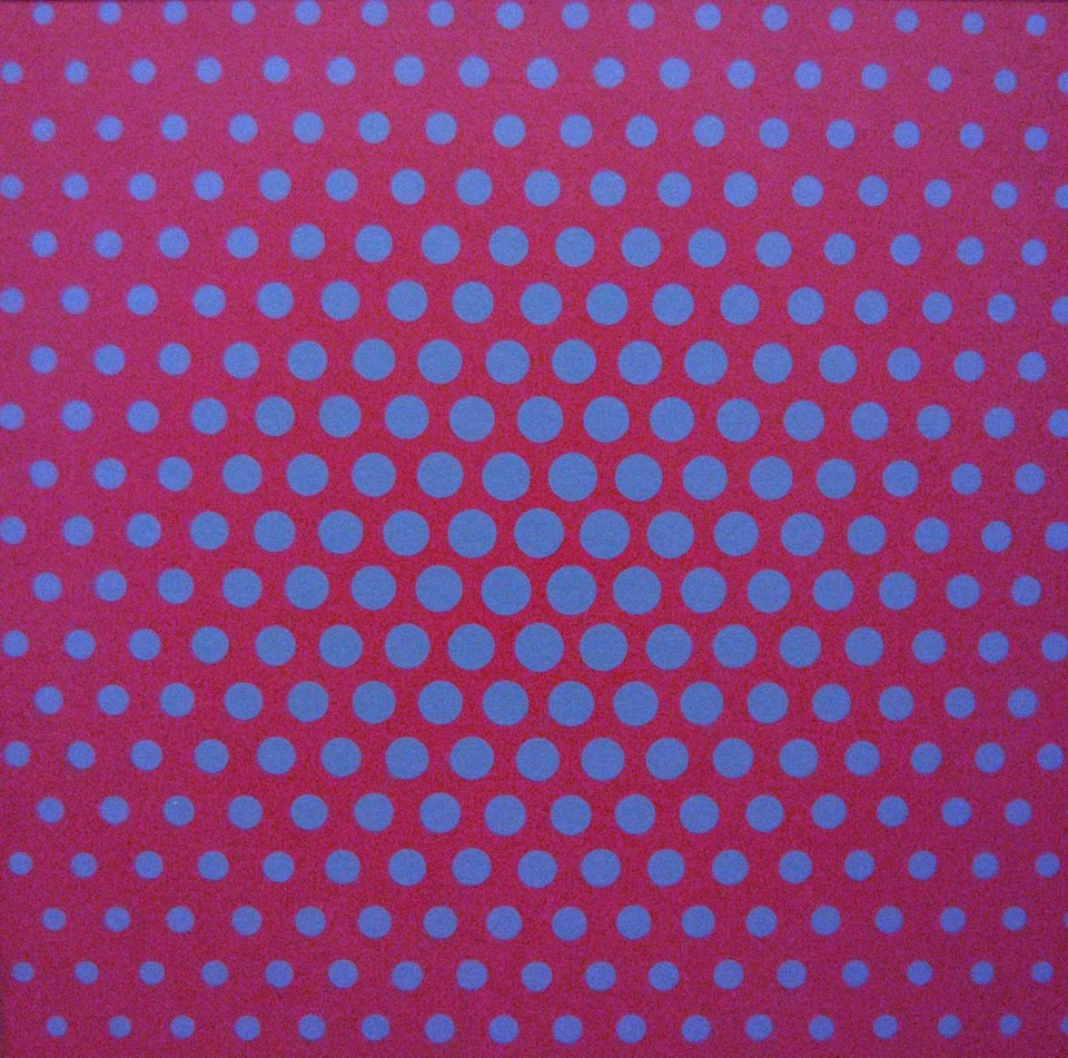 Anne Kesler Shields, Blue on Red, Acrylic, 20 x 20