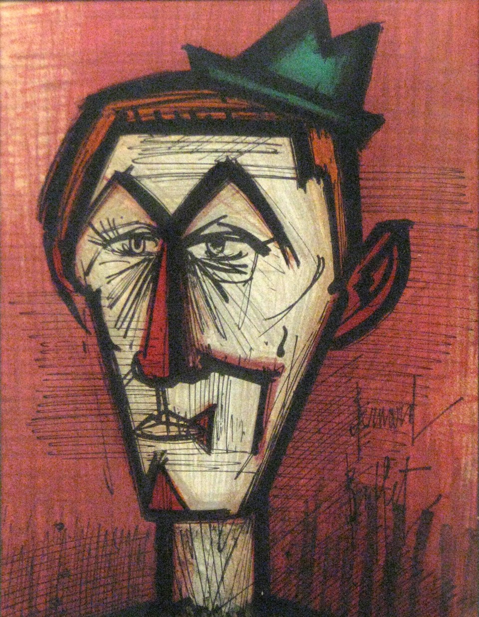 Bernard Buffet, Clown Two, Lithograph, 12 x 9