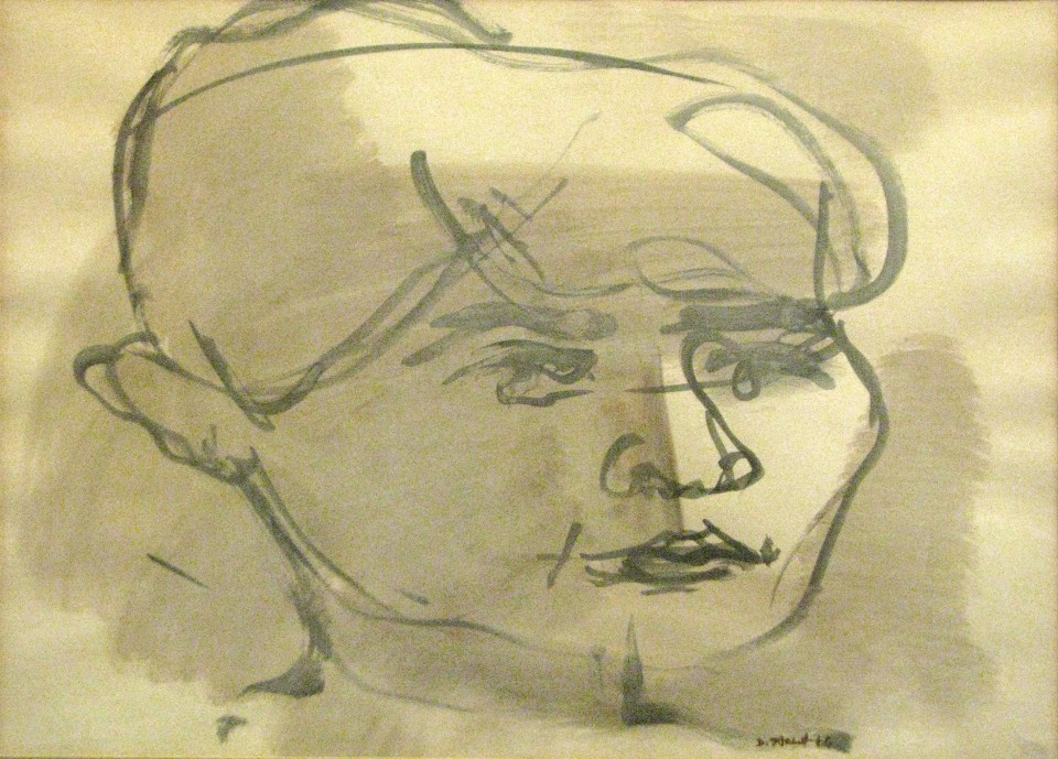 Duncan Stuart, Portrait, Ink Wash on Paper, 17 x 23