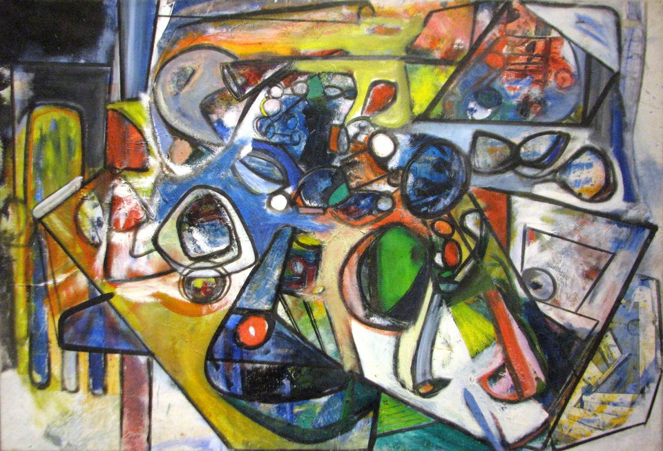 Kenneth Ness, Tabletop Still Life, Oil on Canvas, 34 x 50