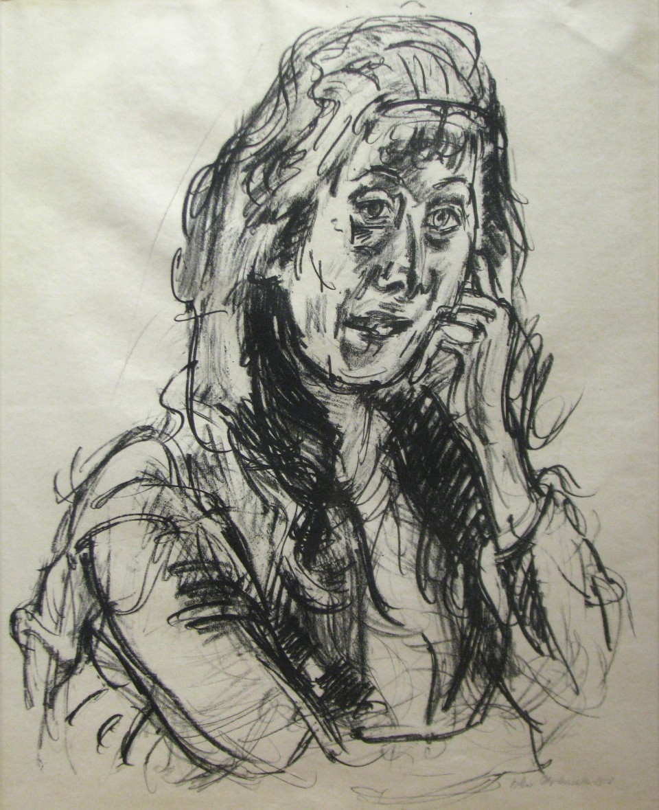 Oskar Kokoschka, Portrait of a Lady, Lithograph, 24 x 19