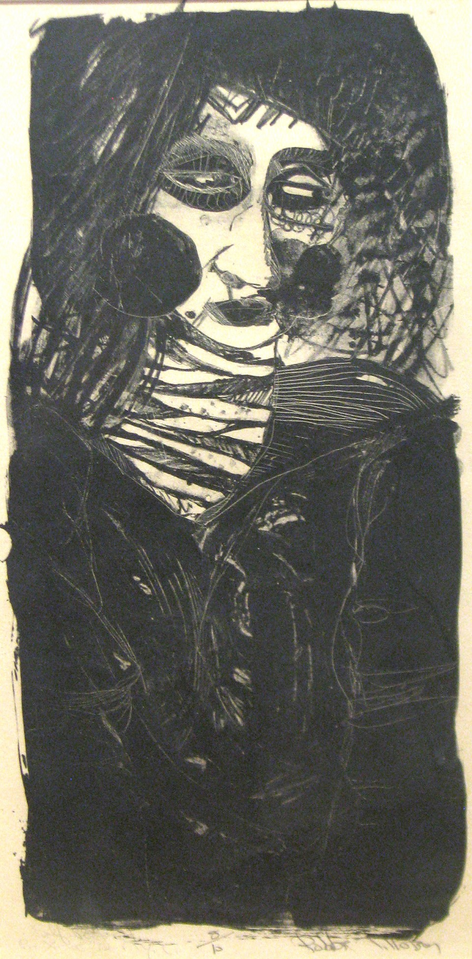 Robbie Tillotson, Self Portrait, New  York City, 1972, Lithograph, 18 x 9