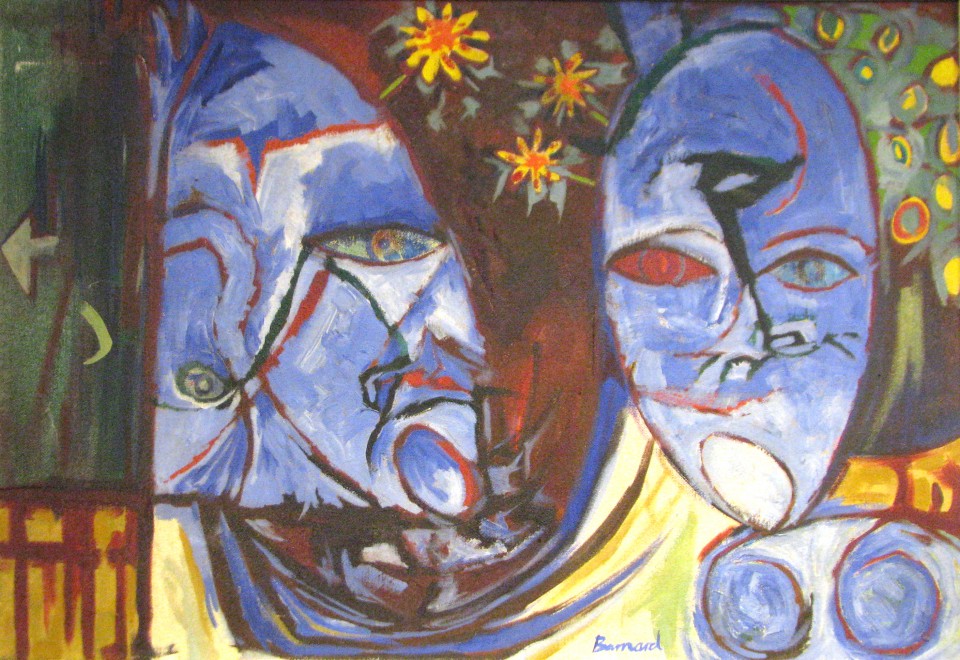 Robert Barnard, Two Heads, Oil on Canvas, 25 x 36