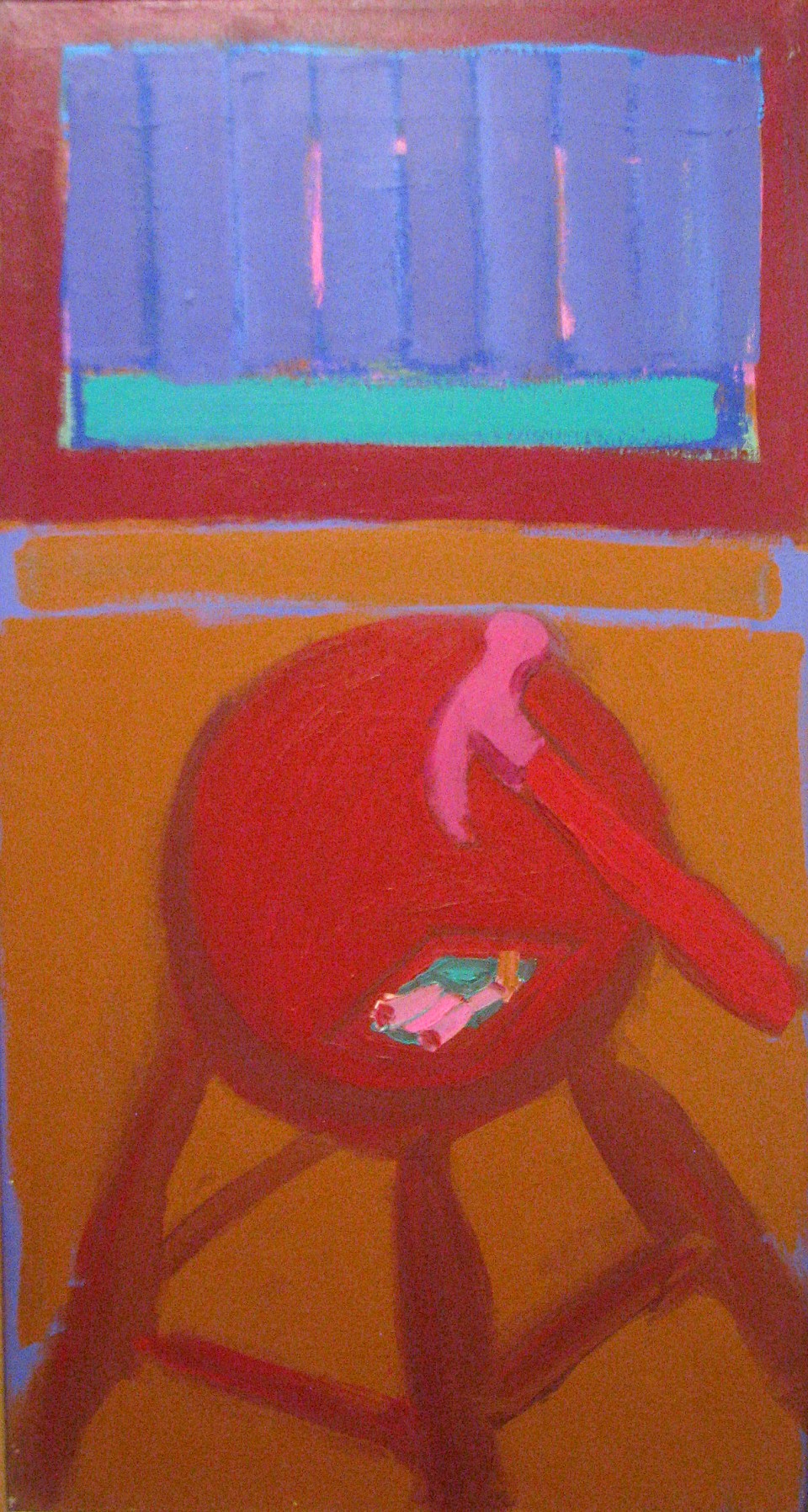 George Bireline, Hammer and Stool, 1990, acrylic on canvas, 38 x 20 inches