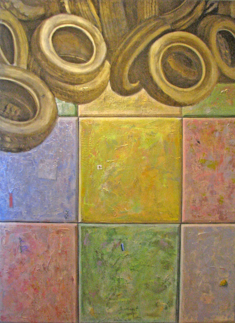 George Bireline, Retread, 1997, acrylic on canvas, 68 x 50 inches