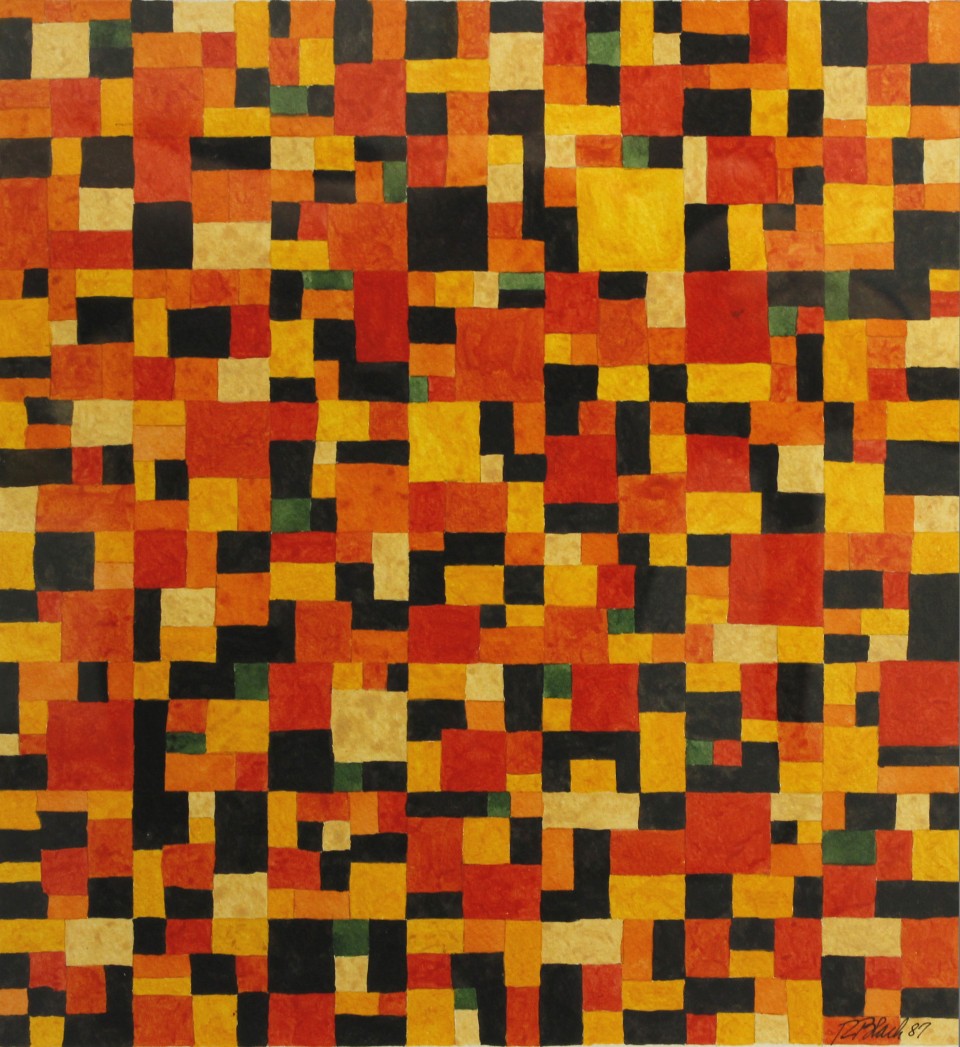 Gold Rush 2,
1987,
acrylic on paper,
11x12