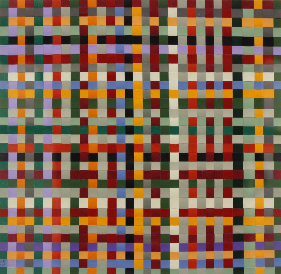 Hidden Squares 1,
1986, woven paper,
8x8