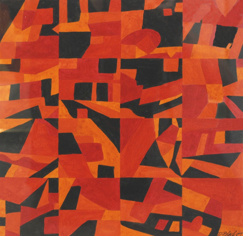 Red Abstract,
1987,
acrylic on paper,
12x12