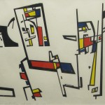 Anne Wall Thomas, Linear Construction with Color, 1953 serigraph 14 x 18.5