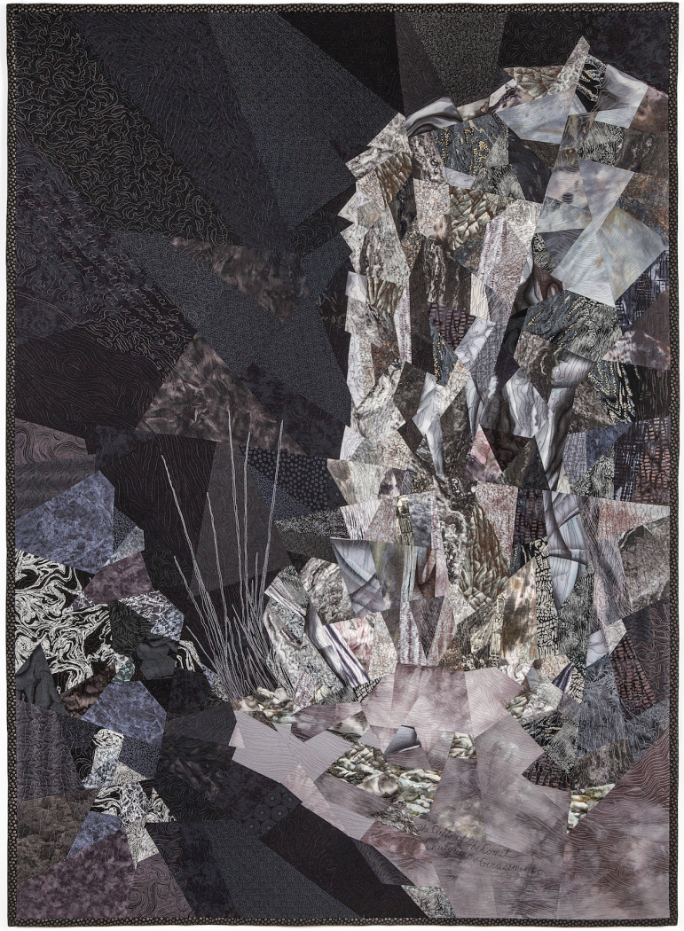 Ann Harwell, Cliffs of the Comet, quilted tapestry, 37 x 52
